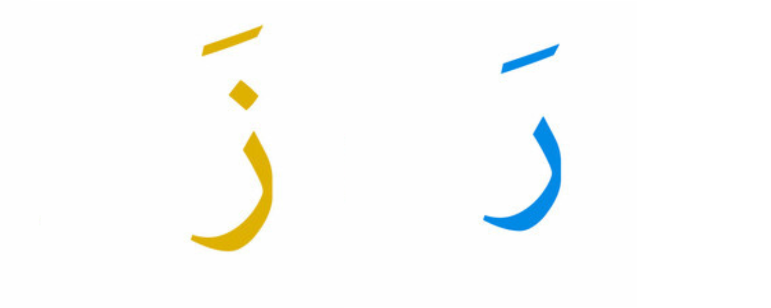 arabic alphabet ra ر and za ز