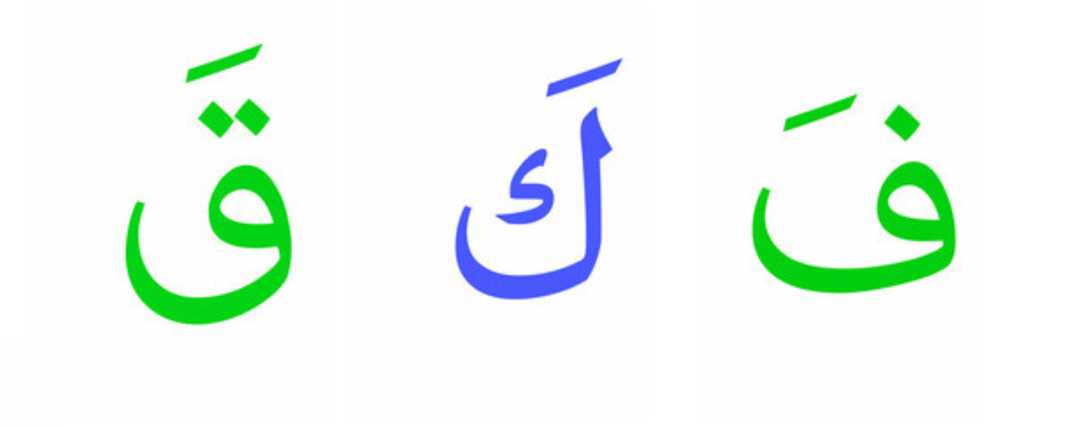 arabic alphabets Fa Qaf Kaf
